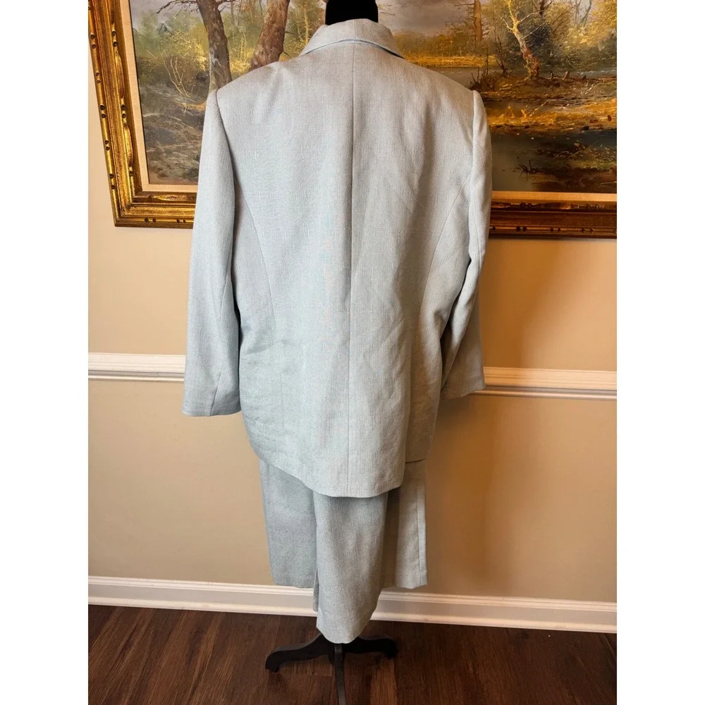 Le Suit Woman Light Blue Textured 2 Piece Skirt Suit Set‎ Blazer 18W Career